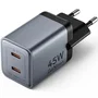 Vention Cargador de Pared GaN FCDH0-EU 2xUSB-C 45W Gris Antracita